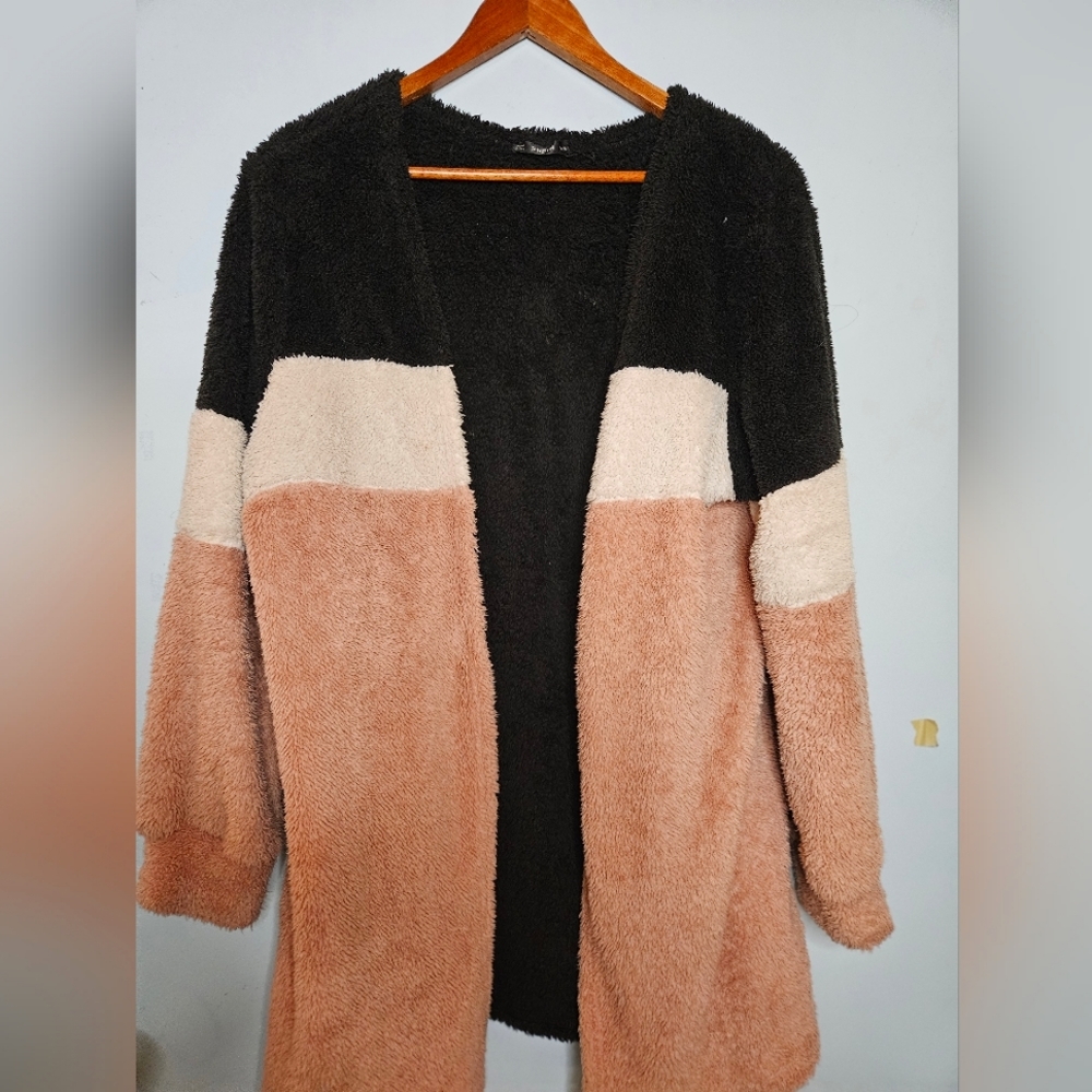 Fluffy Striped Cardigan